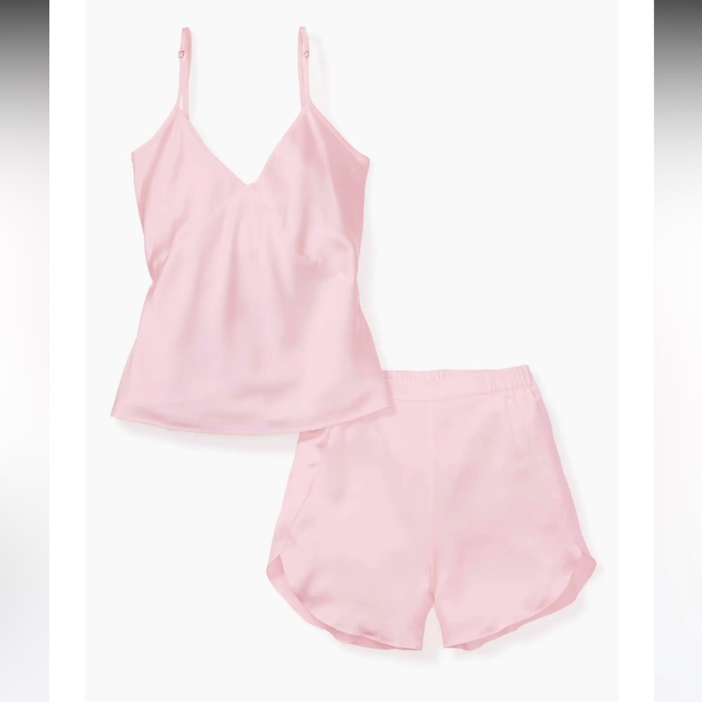 Petite Plume - Pink Silk Sleepwear Set - Camisole & Shorts pajamas - Small